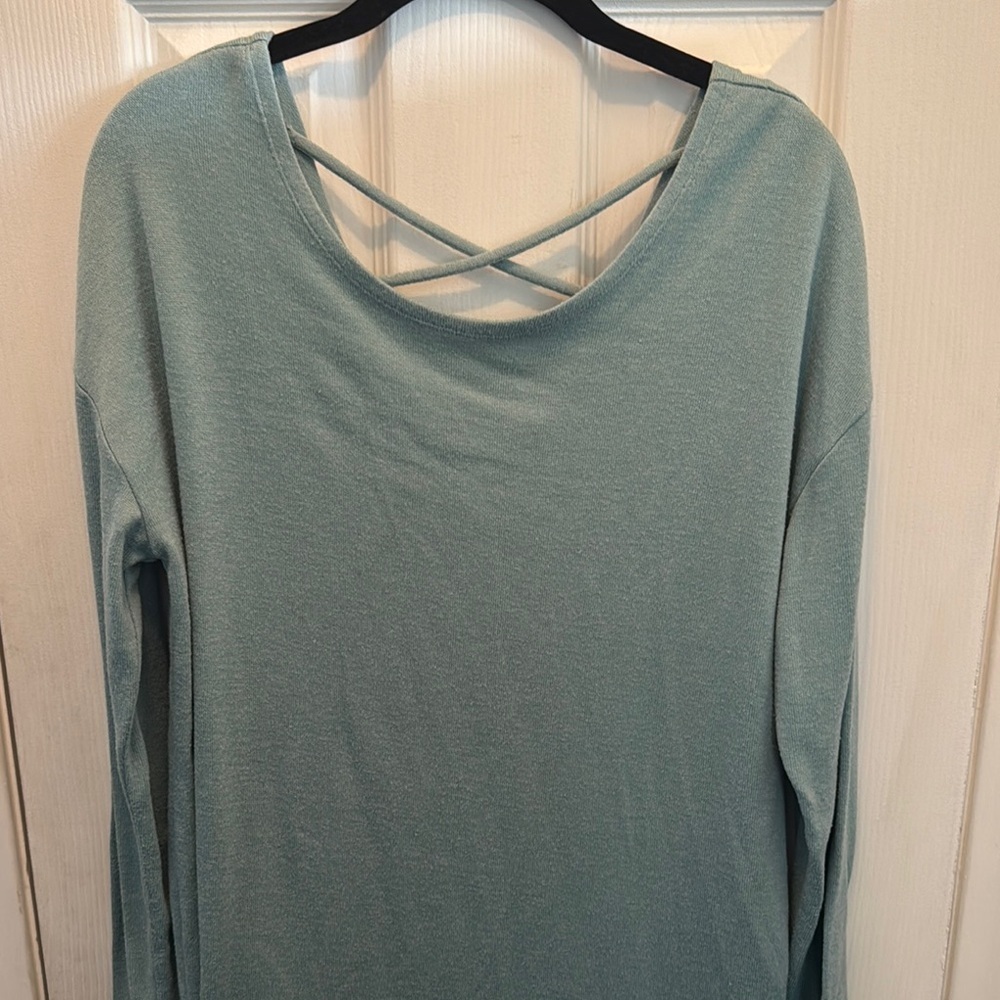 Flirtitude Women's Aqua Crew Neck Sweater - Picture 2 of 7